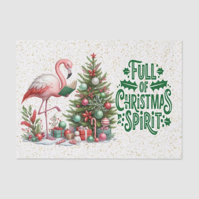 Flamingo Christmas themed Seidenpapier (Vorderseite)