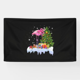 Flamingo Christmas Tree Lights Banner