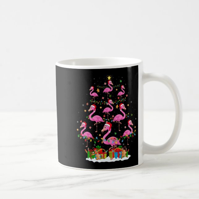 Flamingo Christmas Tree Lights Santa Hat Nk Flamin Kaffeetasse (Rechts)