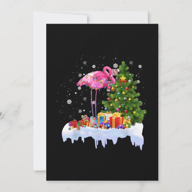 Flamingo Christmas Tree Lights Save The Date (Vorderseite)