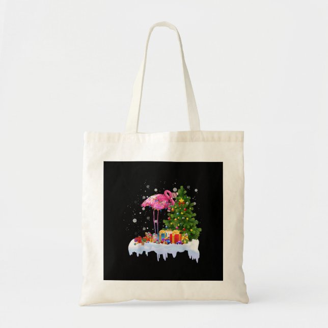 Flamingo Christmas Tree Lights Tragetasche (Vorne)