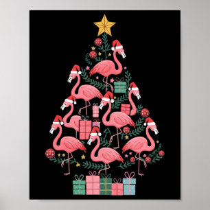 Flamingo Christmas Tree Poster