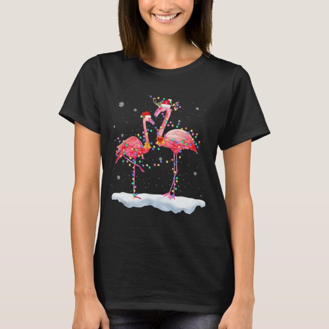 Flamingo Christmas Tree Santa T-Shirt (Vorderseite)