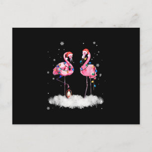Flamingo Christmas Tree Weihnachtsmannmütze Light Einladungspostkarte