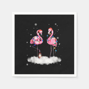 Flamingo Christmas Tree Weihnachtsmannmütze Light Serviette