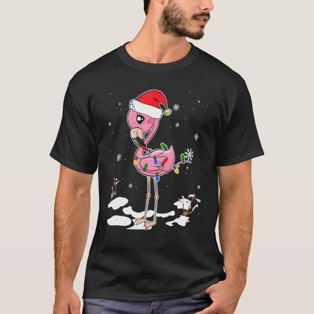 Flamingo Christmas Weihnachtsmannmütze Flamingo Li T-Shirt (Vorderseite)