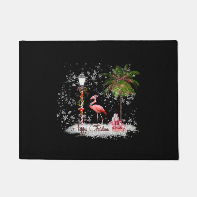 Flamingo Christmas wünscht Fußmatte (Vorderseite)