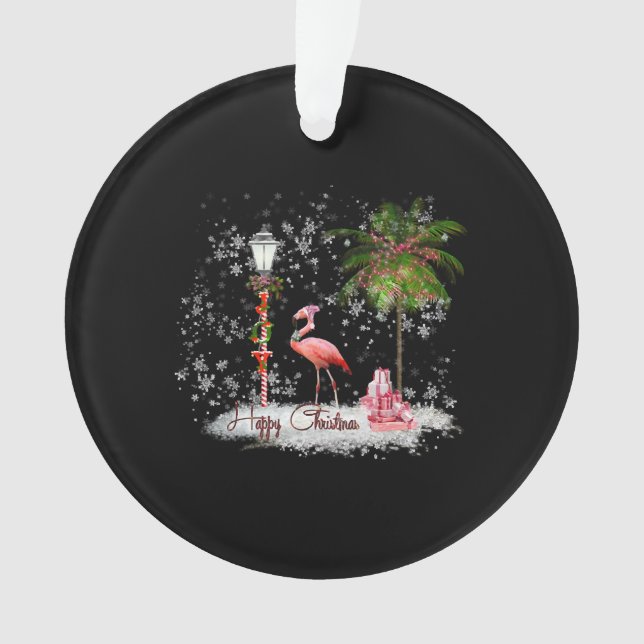 Flamingo Christmas wünscht Ornament (Vorderseite)