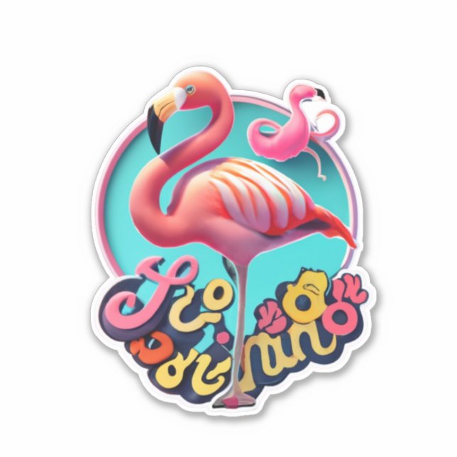 Flamingo Classic Round Sticker (Vorderseite)