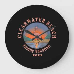 Flamingo Clearwater Beach Flamingo Vacation 2021 Große Wanduhr