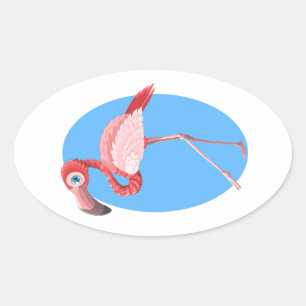 Flamingo-Clipart Ovaler Aufkleber