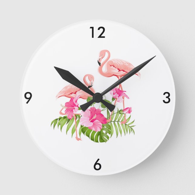 Flamingo Clock Runde Wanduhr (Vorderseite)