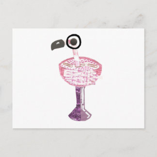 Flamingo Cocktail Postcard Postkarte