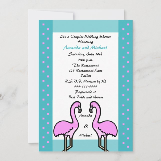 Flamingo Couple Couples Dusche Einladungen zur Hoc (Vorderseite)