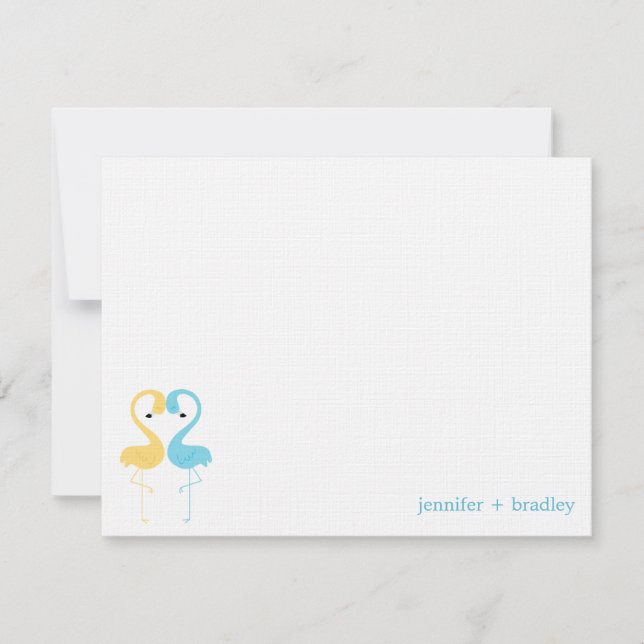 Flamingo Couple Custom Flat Vielen Dank Anmerkunge Einladung (Vorderseite)