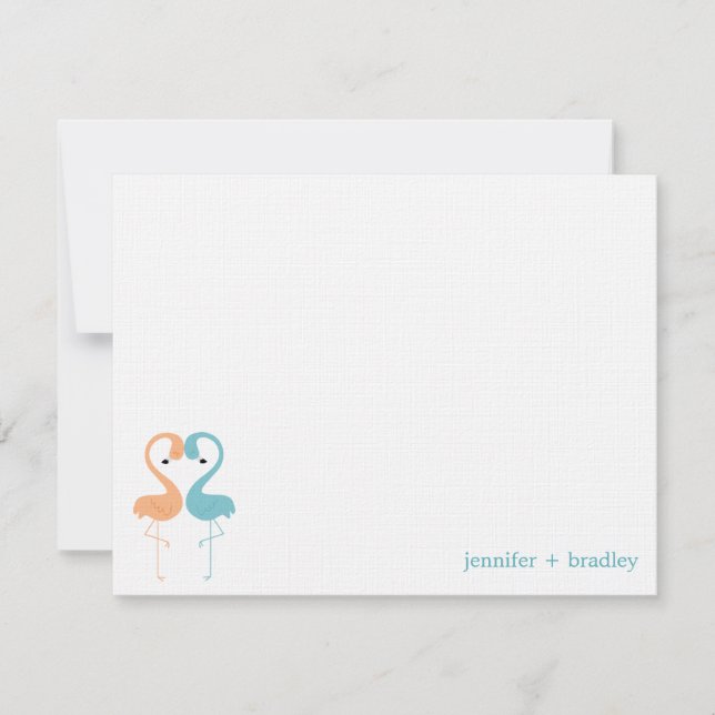 Flamingo Couple Custom Flat Vielen Dank Anmerkunge Einladung (Vorderseite)