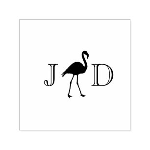 Flamingo Couple Wedding 2 Initial Monogram #2 Permastempel