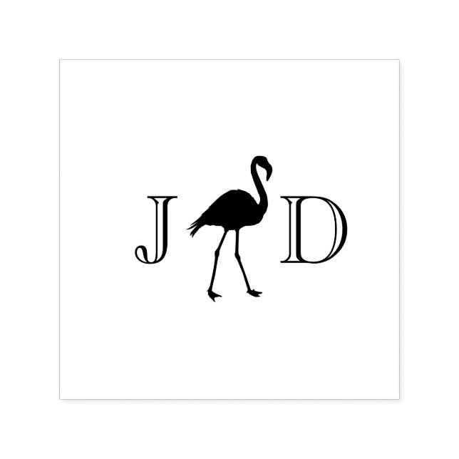 Flamingo Couple Wedding 2 Initial Monogram #2 Permastempel (Design)