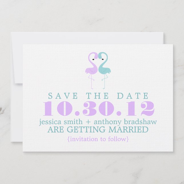 Flamingo Couple Wedding Save the Date Einladung (Vorderseite)