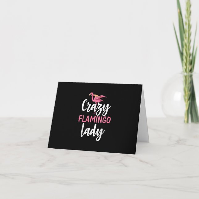 Flamingo - Crazy Flamingo Lady Geschenke Dankeskarte (Vorderseite)