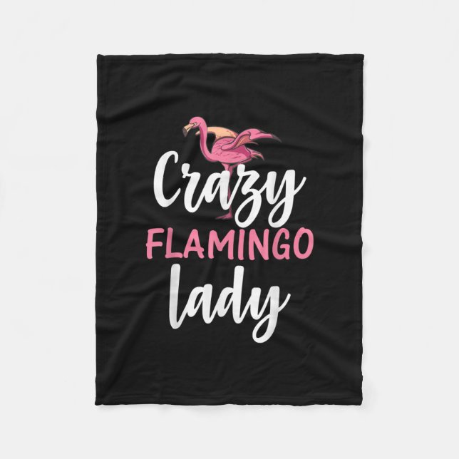Flamingo - Crazy Flamingo Lady Geschenke Fleecedecke (Vorderseite)