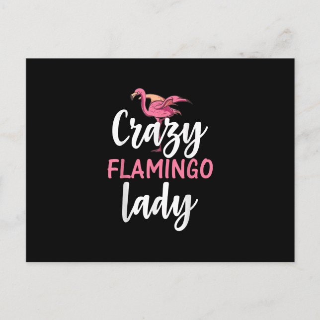 Flamingo - Crazy Flamingo Lady Geschenke Postkarte (Vorderseite)