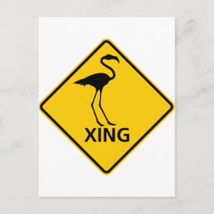 Flamingo Crossing Highway Sign Postkarte