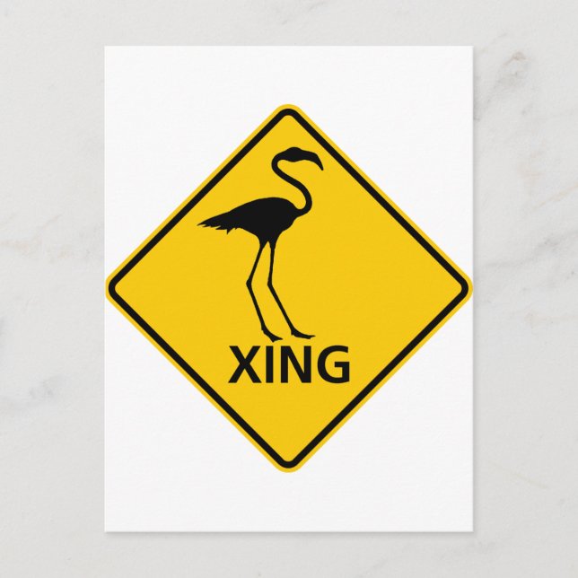 Flamingo Crossing Highway Sign Postkarte (Vorderseite)