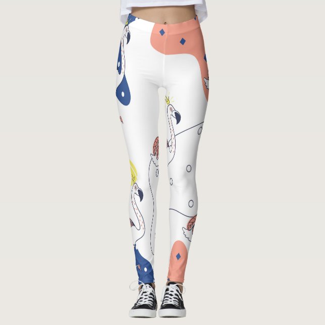 Flamingo Crown: Abstrakt Vintag nahtlos. Leggings (Vorderseite)
