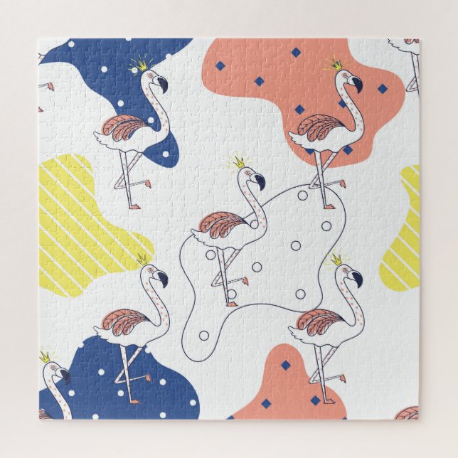 Flamingo Crown: Abstrakt Vintag nahtlos. Puzzle (Vertikal)