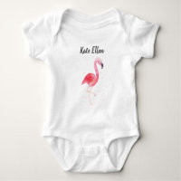 Flamingo Custom Baby Name Bodysuit