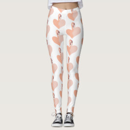 Flamingo Custom Leggings, rosa Flamingos Herz Leggings