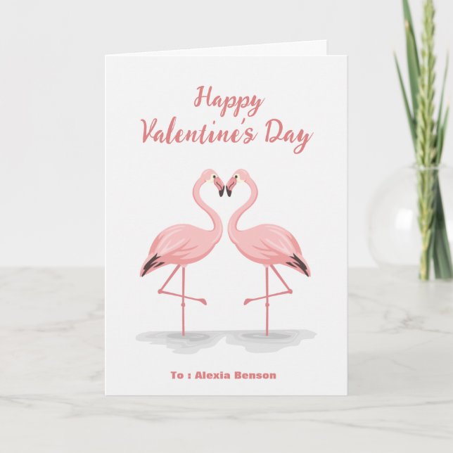 Flamingo Custom Valentine's Card Karte (Vorderseite)