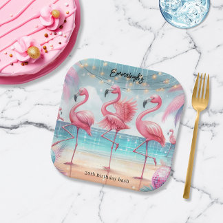 Flamingo Dance and Birthday Celebration Party Pappteller