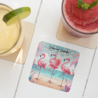 Flamingo Dance and Birthday Celebration Party Rechteckiger Pappuntersetzer