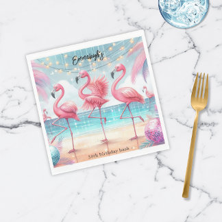 Flamingo Dance and Birthday Celebration Party Serviette