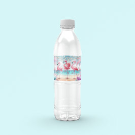 Flamingo Dance and Birthday Celebration Party Wasserflaschenetikett