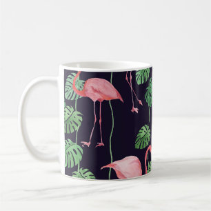Flamingo Dark: Kleines Aquarellmuster. Kaffeetasse