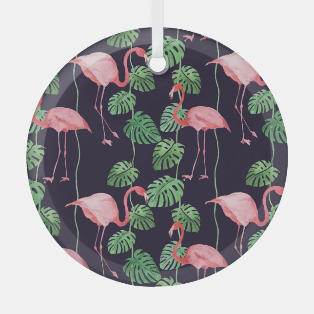 Flamingo Dark: Kleines Aquarellmuster. Ornament Aus Glas (Vorderseite)