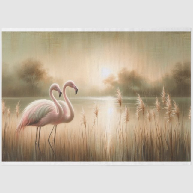 Flamingo Decoupage Tissue-Papier Seidenpapier (Vorderseite)