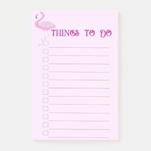 Flamingo denkt, zu tun post-it klebezettel