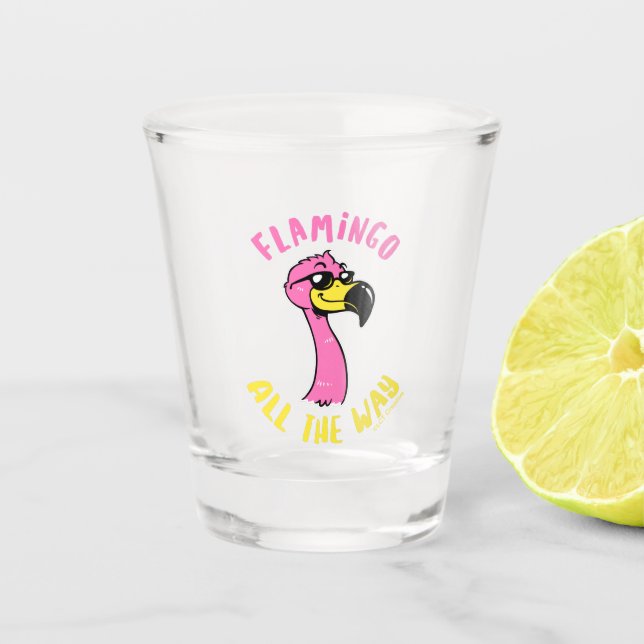 Flamingo der ganze Weg Schnapsglas (Vorderseite)