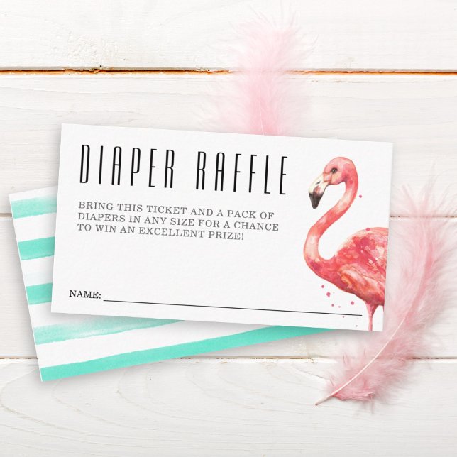 Flamingo Diaper Raffle Baby Dusche Begleitkarte (Watercolor pink flamingo diaper raffle)