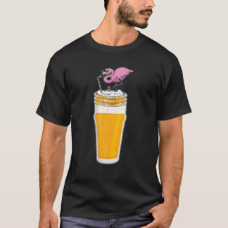 Flamingo Drinking Beer Bird Funny Animal Drink Lov T-Shirt