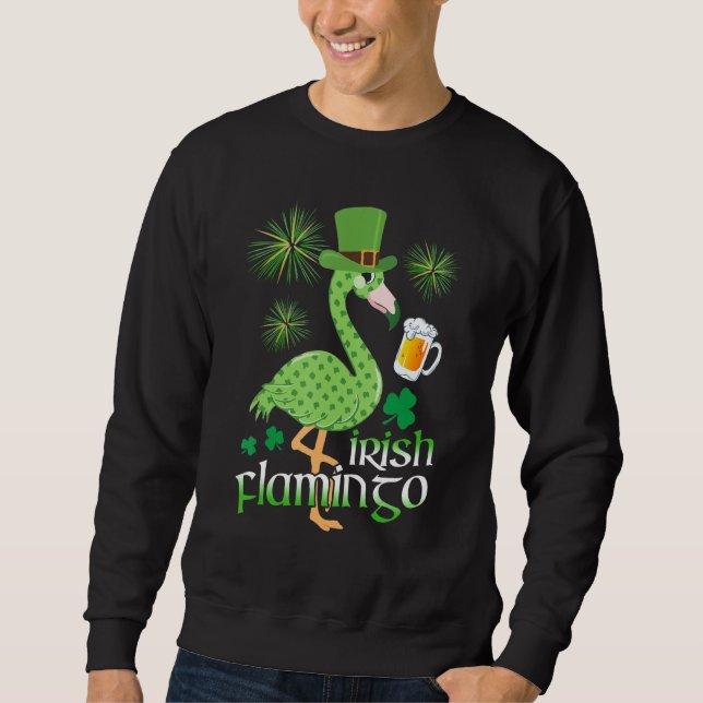 Flamingo Drinking Beer St Patricks Day Irish Sham Sweatshirt (Vorderseite)