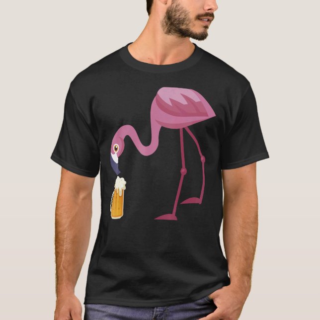 Flamingo Drinking Beer Summer Beer Gag T-Shirt (Vorderseite)