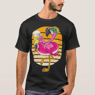 Flamingo Drinking Beer Summer Funny Beer Lover T-Shirt