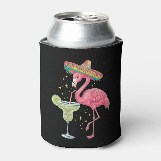 Flamingo Drinking Margarita Funny Mexican Poncho Dosenkühler (Kanne Vorderseite)