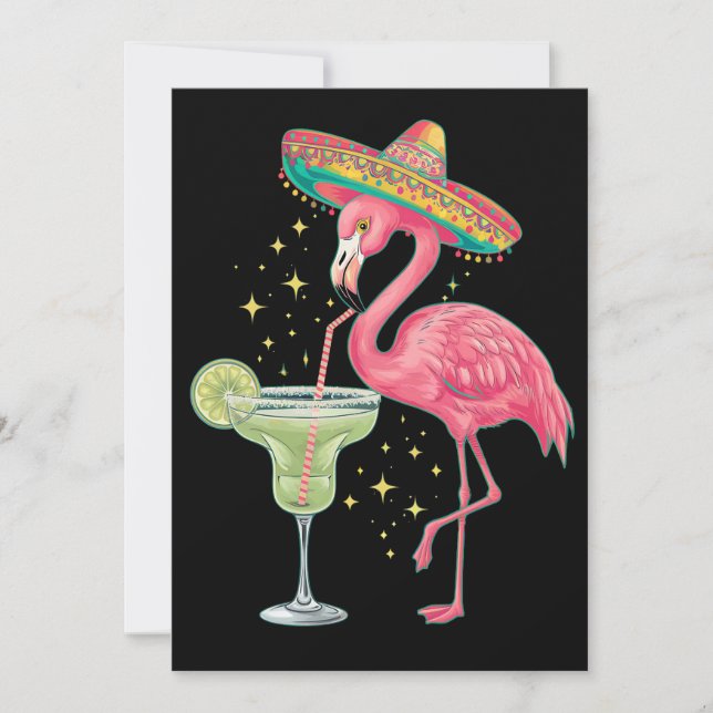 Flamingo Drinking Margarita Funny Mexican Poncho Einladung (Vorderseite)