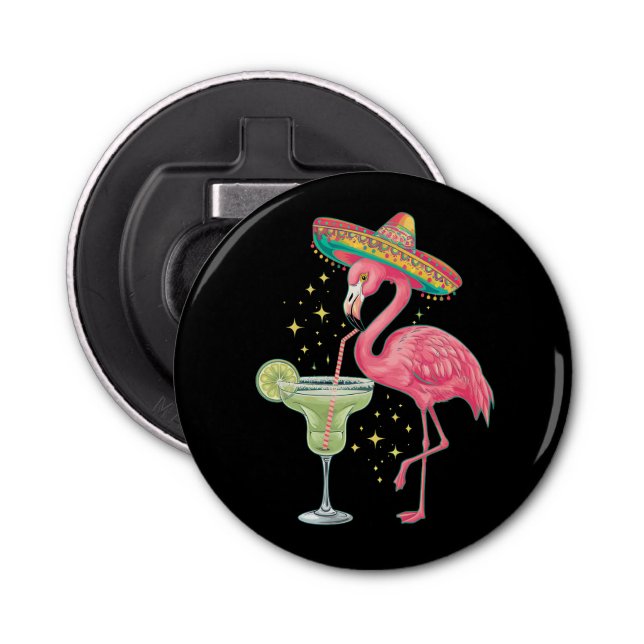 Flamingo Drinking Margarita Funny Mexican Poncho Flaschenöffner (Vorderseite)